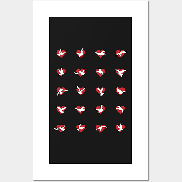 Birds flying in to heart Wall Art by KIDEnia